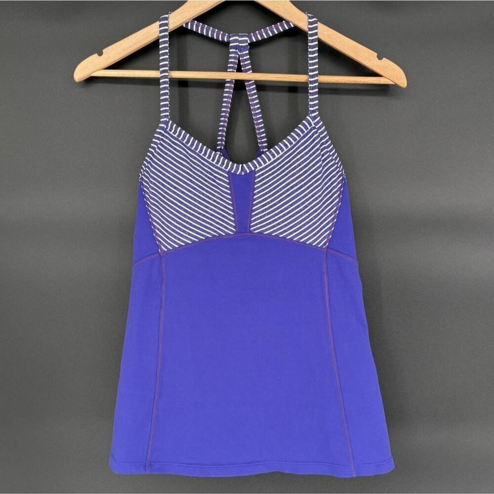 Athleta Women's Striped Babydoll Racerback Tank Top S Purple Activewear Workout